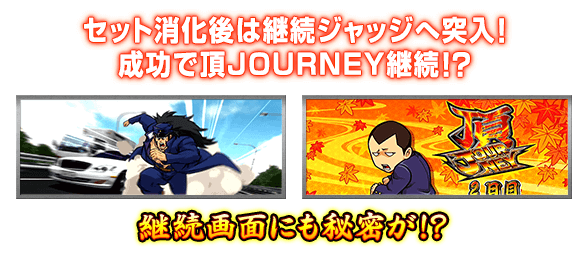 セット消化後は継続ジャッジへ突入！ 成功で頂JOURNEY継続!?「継続画面にも秘密が!?」