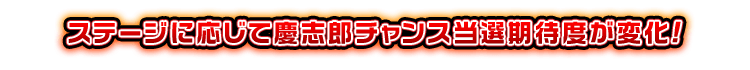 ステージに応じて慶志郎チャンス当選期待度が変化！