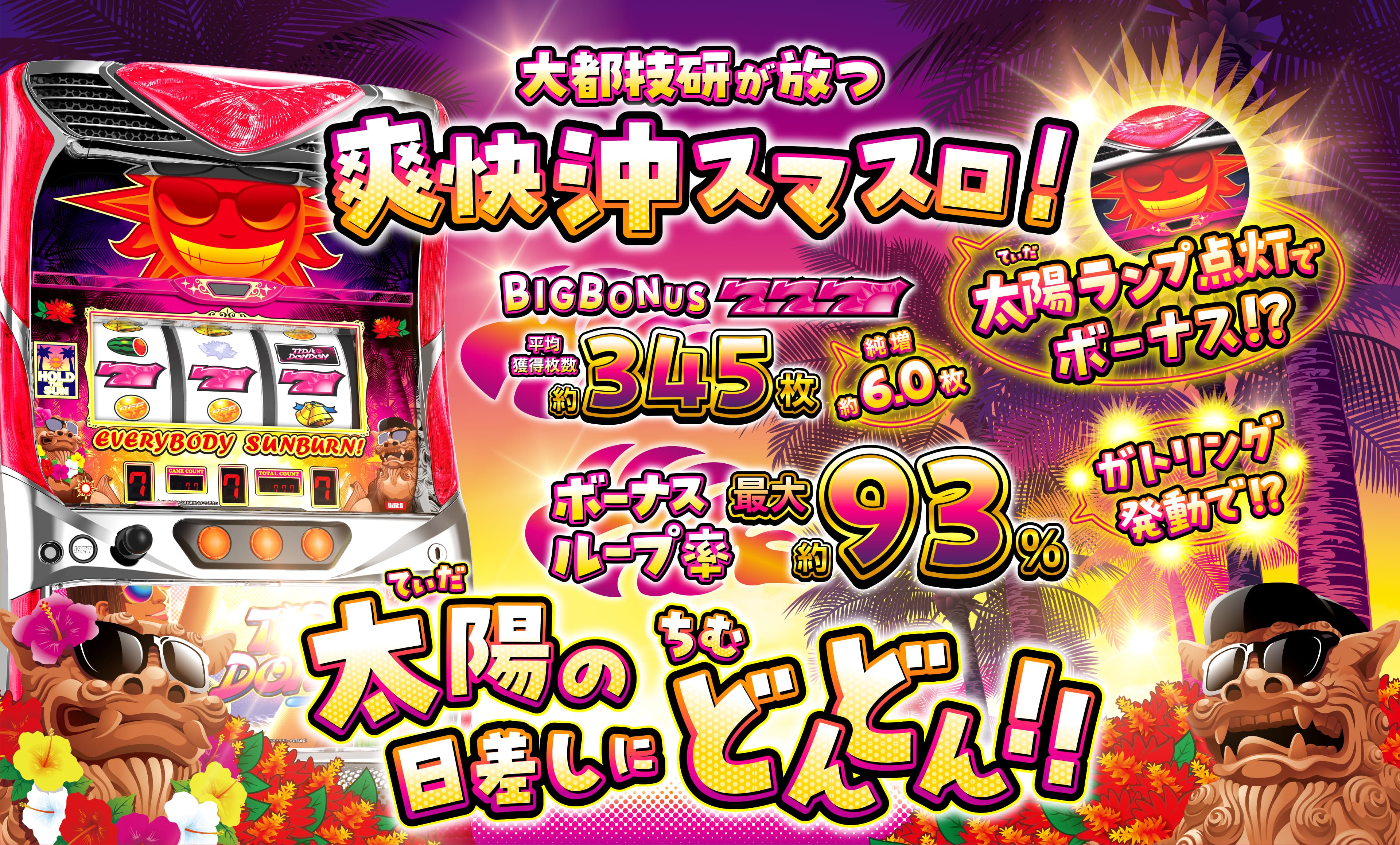 大都技研が放つ爽快沖スマスロ！太陽の日差しにちむどんどん！！